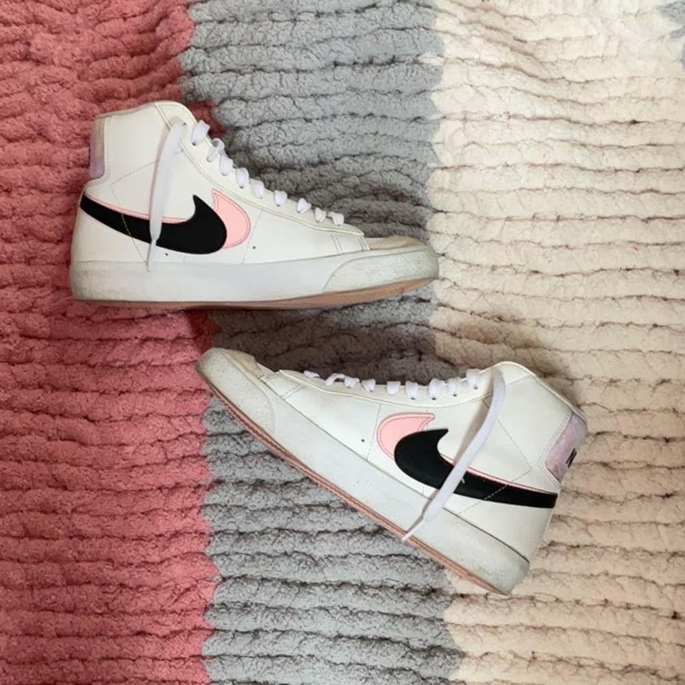 Nike High Tops. Pink And Black swoosh. Only worn a couple of times. Size 5 youth